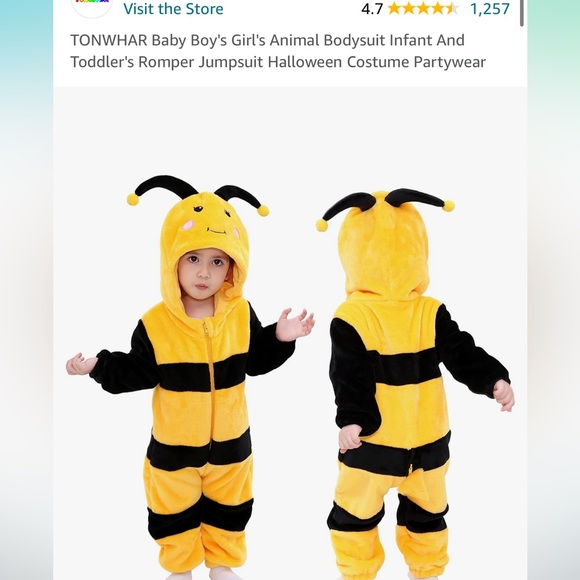 Toddler Bumblebee Onesie Costume - Picture 7 of 9